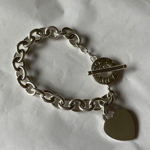Authentic Tiffany & Co. 925 silver heart tag toggle bracelet.